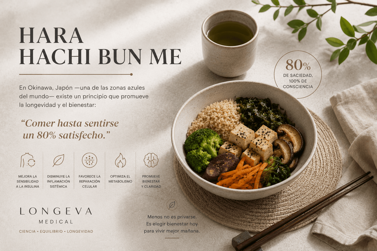 Mesa serena que representa alimentación consciente y longevidad
